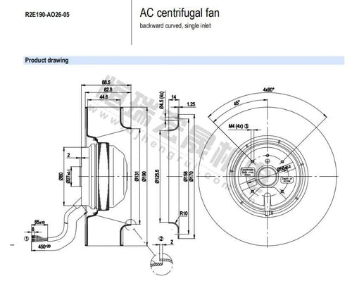 ebm-papst R2E190-AO26-05 Centrifugal Cooling Fan 230V for CNC Automation