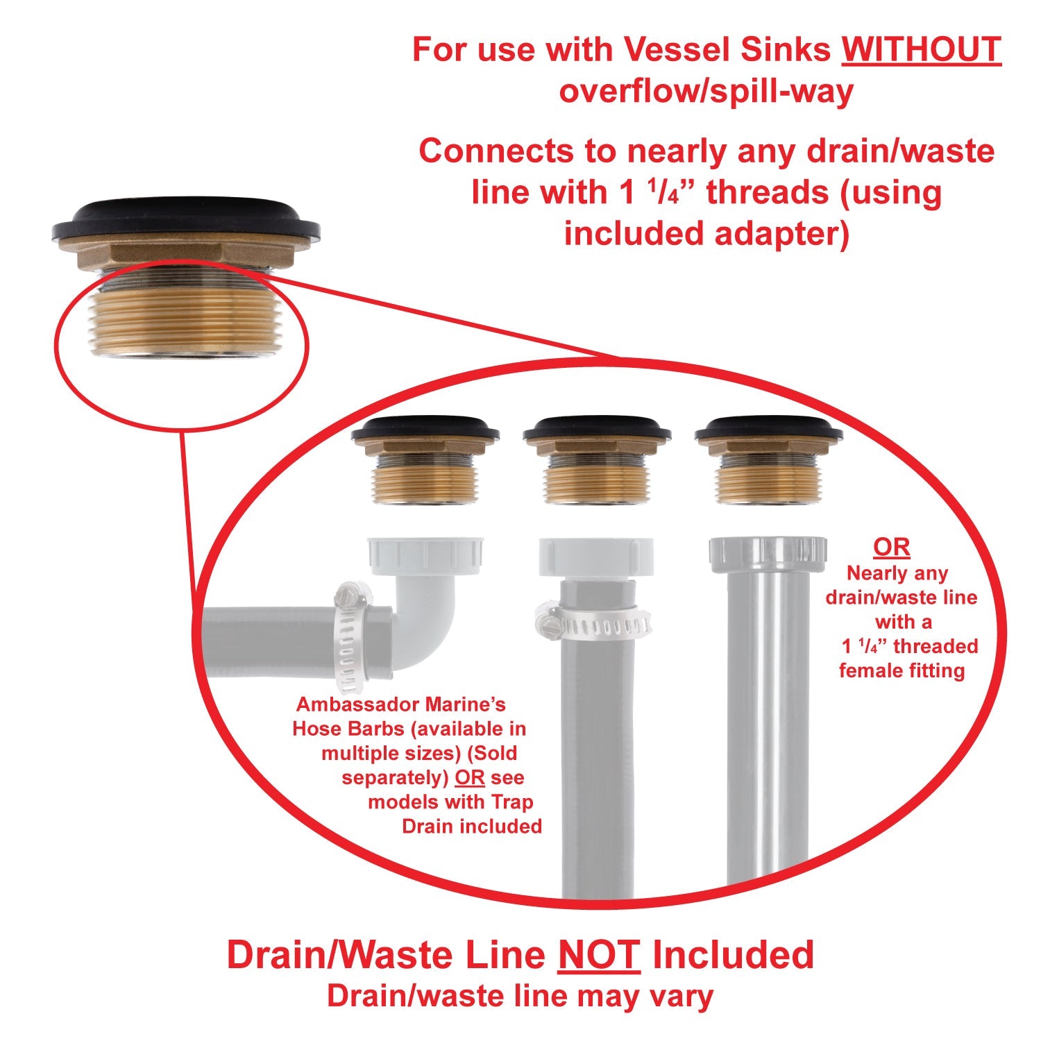 Ambassador Marine S01-0304 1 1/2" Flip Drain