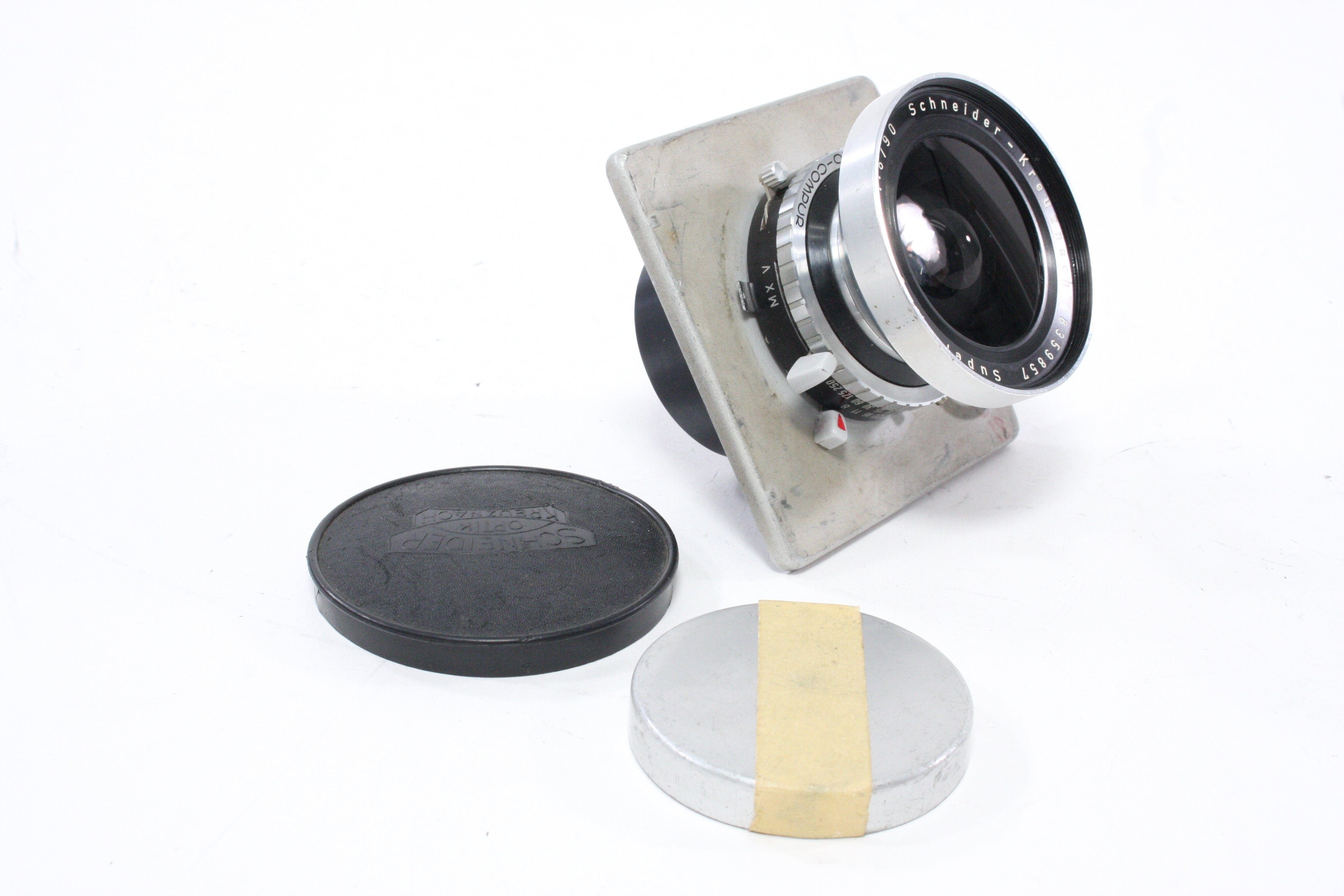Schneider Super Angulon 90MM F8 Compur Shutter on 3.5 x 3.5 Inch Lens Board