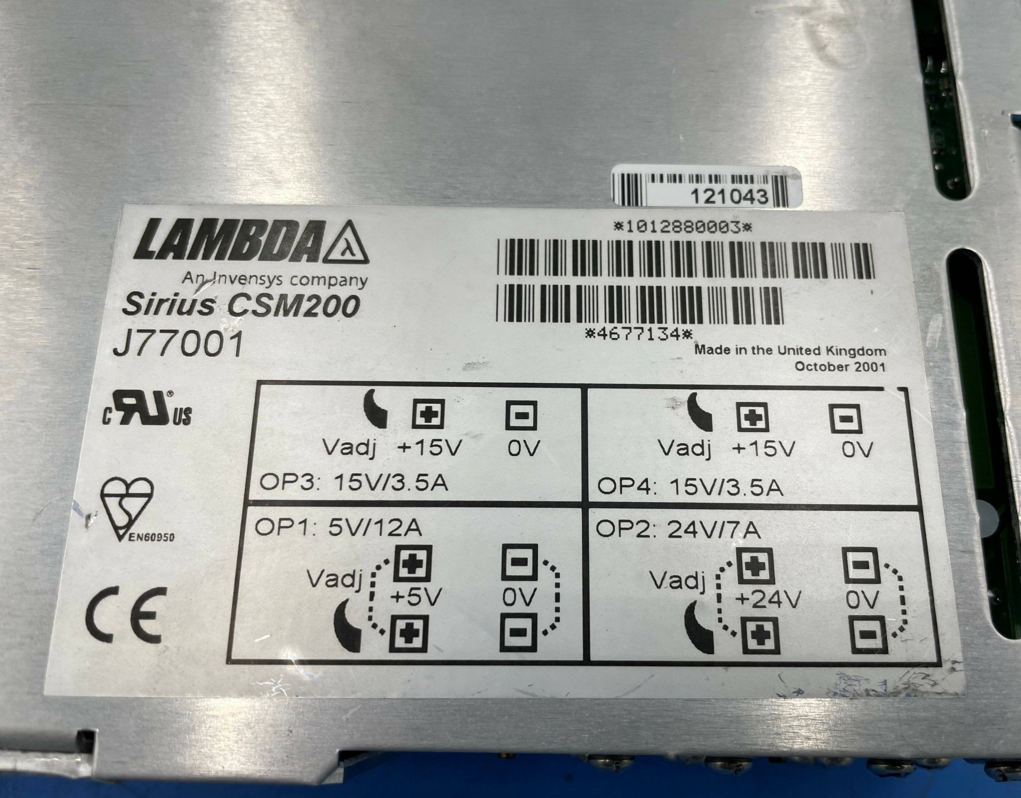 Sirius CSM200 Power Supply Lambda (4677134/J77001 Siemens