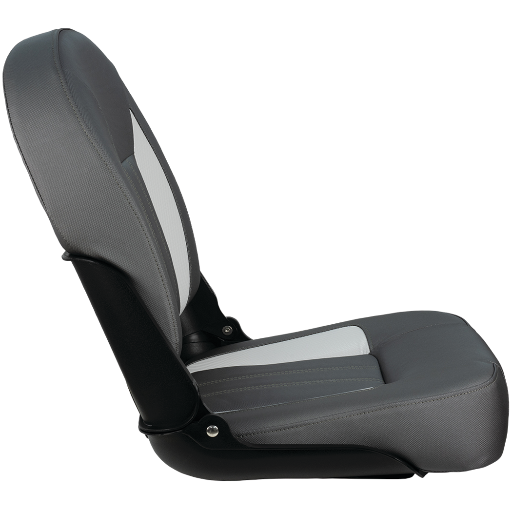 Springfield 1061060-01 Marine Skipper Premium Low Back Folding Seat, Charcoal & Gray White