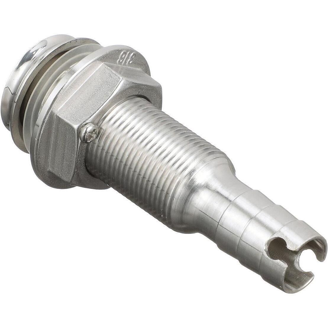 Seachoice 50-18591 Thru Hull Fitting, Mega-Flow Dripless, 316 Stainless Steel, Fits 5/8" Hose, 1-1/2" Max Hull