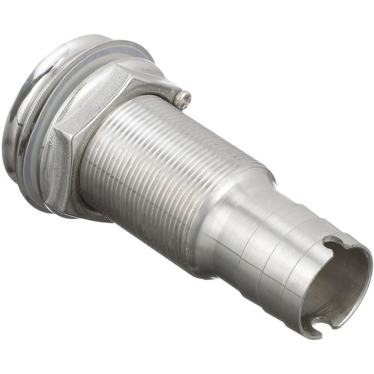 Seachoice 50-18611 Thru Hull Fitting, Mega-Flow Dripless, 316 Stainless Steel, Fits 1" Hose, 1-1/2" Max Hull
