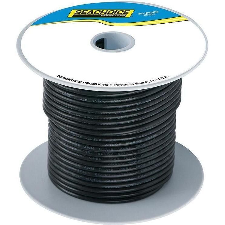 Seachoice 50-63043 Tinned Copper Marine Wire, 6 AWG, Black, 100'