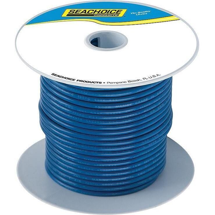 Seachoice 50-63071 Tinned Copper Marine Wire, 10 AWG, Dark Blue, 100'