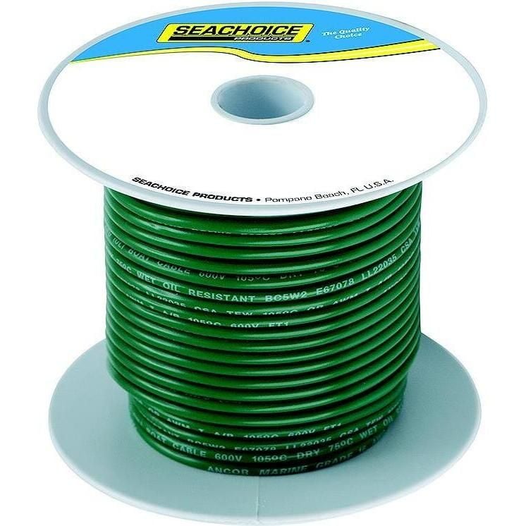 Seachoice 50-63108 Tinned Copper Marine Wire, 14 AWG, Green, 100'