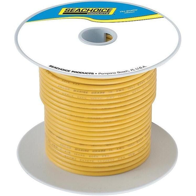 Seachoice 50-63067 Tinned Copper Marine Wire, 10 AWG, Yellow, 100'