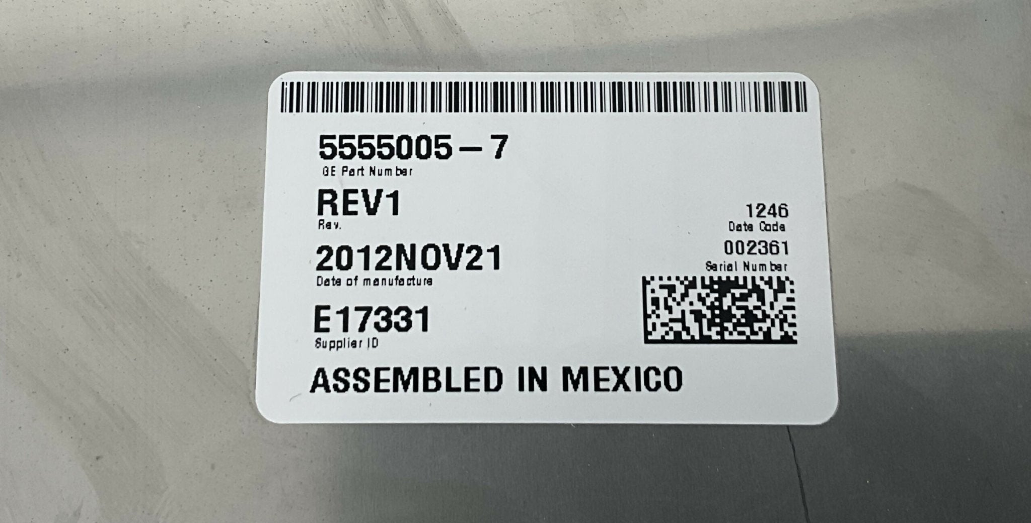 TOP COVER ASM SCREEN ONLY (5555005-7) GE