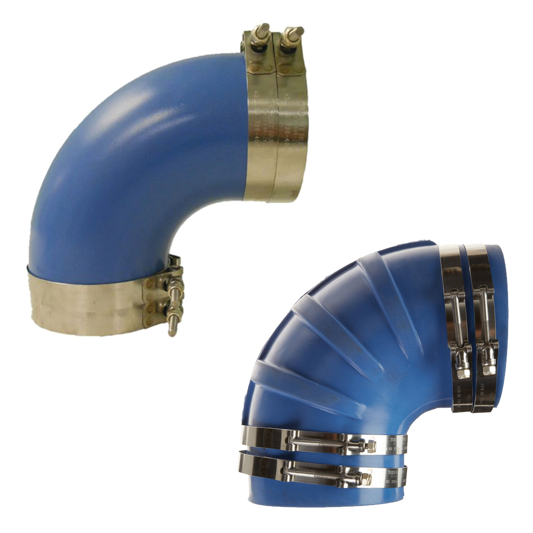 Trident Marine 290V6000-S/S Trident Blue Silicone "VHT" 90 Degree Elbow w/T-Bolt, Clamps, 6"