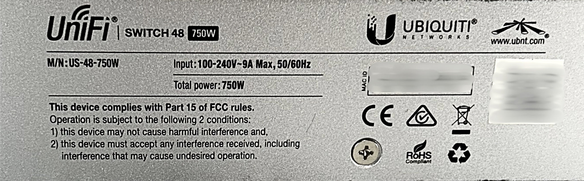Ubiquiti US-48-750W UniFi Switch - Label | Alo Tech Solutions