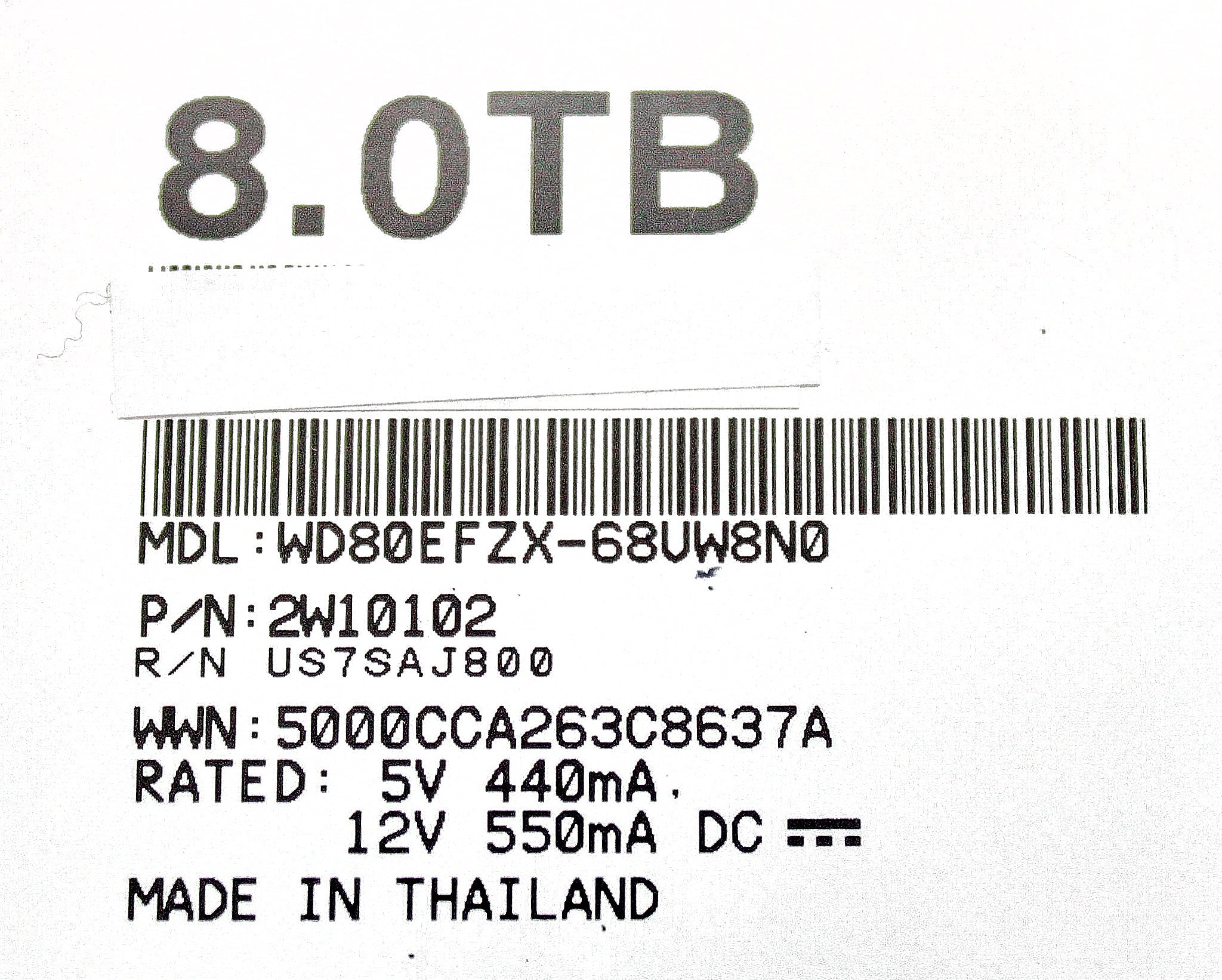 Western Digital WD80EFZX-68UW8N0 8TB 5.4k SATA 3.5" 6GB Red Hard Drive