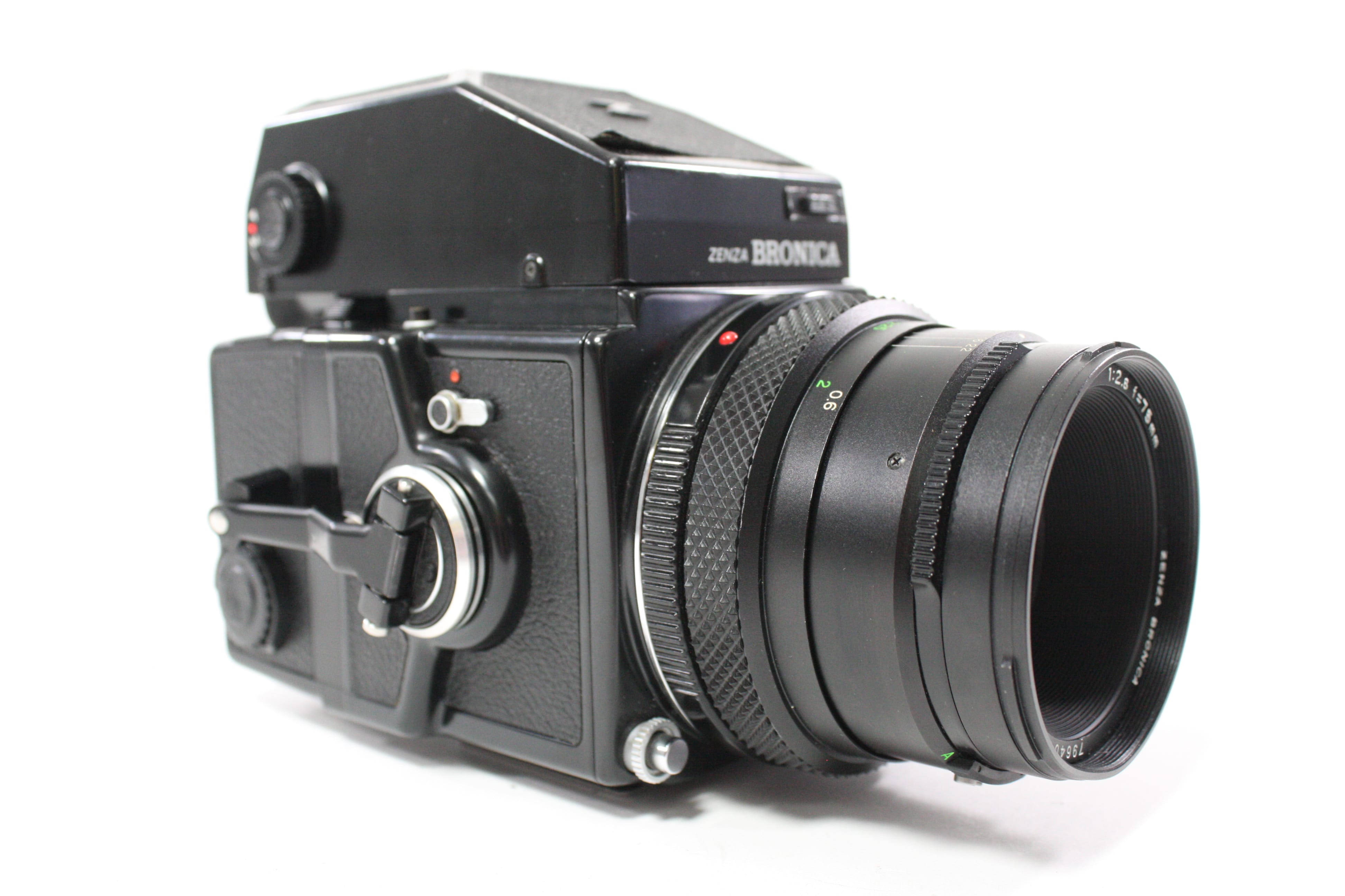 Zenza Bronica ETRS with Zenzanon EII 75mm f/2.8 Lens, 120 Film Back, and AE Prism