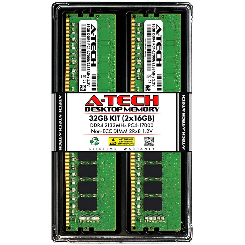 Memoria RAM 32GB (2x16GB) DDR4 2133MHz DIMM PC4-17000 (PC4-2133P) CL15 2Rx8 1.2V Non-ECC UDIMM 288 Pin - Desktop PC Computer Memory Upgrade Kit - AloinfoUSA