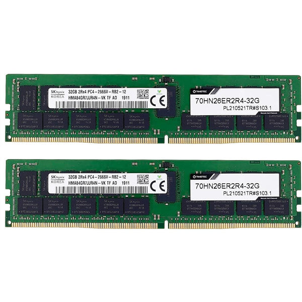 Memoria Hynix Original 64GB KIT(2x32GB) DDR4 2666MHz PC4-21300 Registered ECC 1.2V CL19 2Rx4 Dual Rank 288 Pin RDIMM Server Memory Ram Module Upgrade (64GB KIT(2x32GB)) - MFerraz Tecnologia