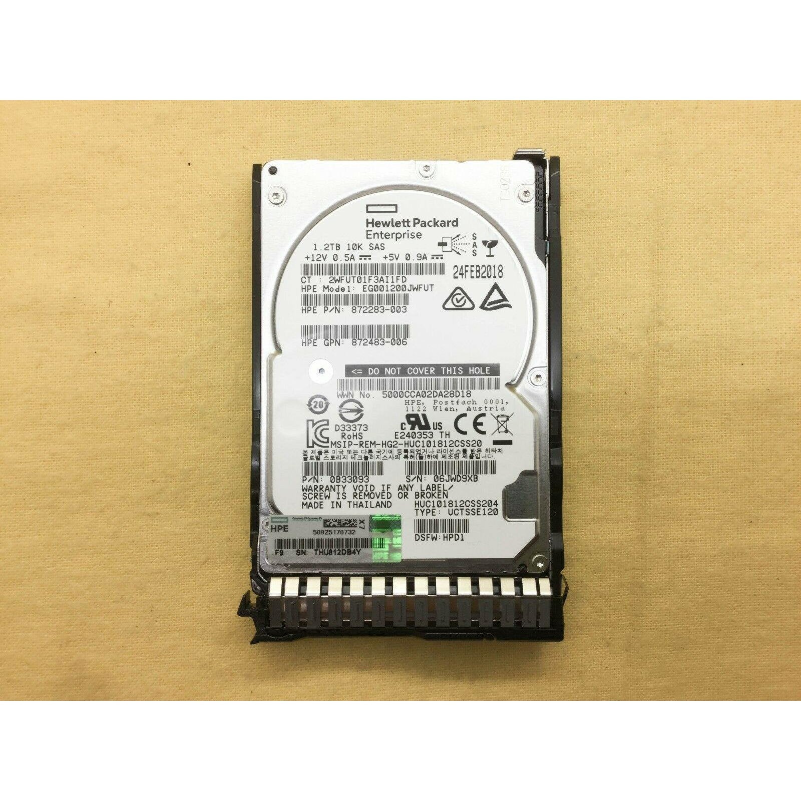 872479-B21 HP 1.2TB SAS 12G ENTERPRISE 10K 2.5IN SC DS HDD 872737-001 4549821073429-FoxTI