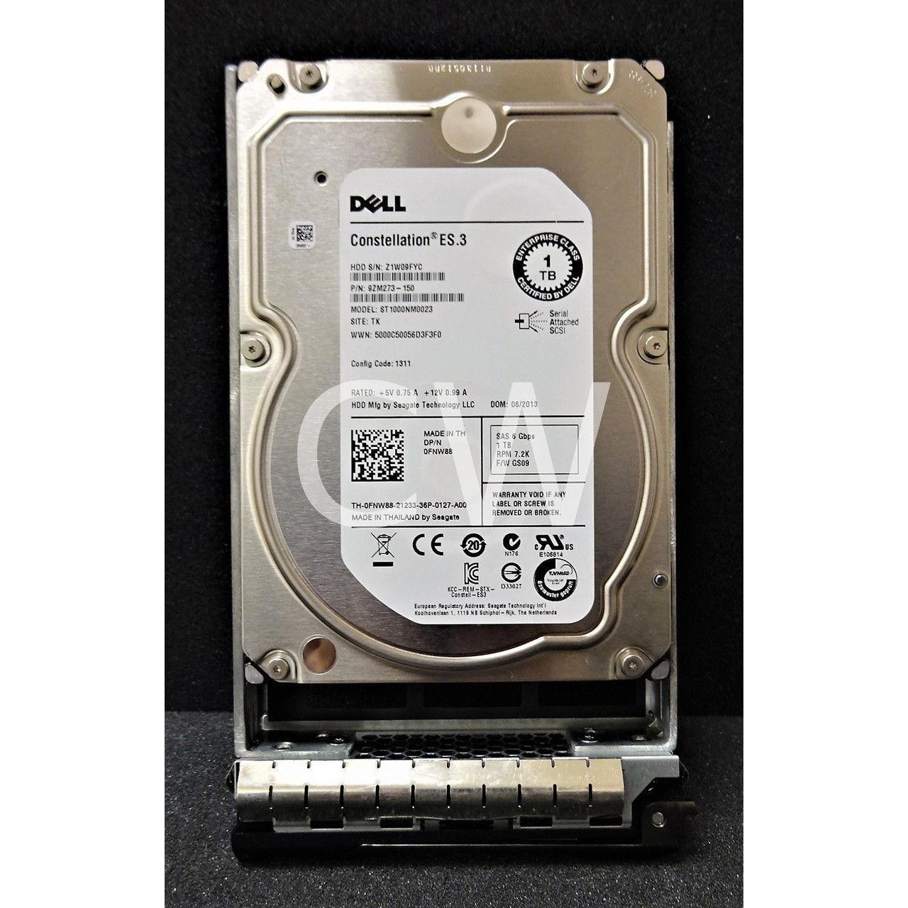 Dell FNW88 1TB 7200RPM 6Gb/s 3.5" SAS Hard Drive ST1000NM0023-FoxTI