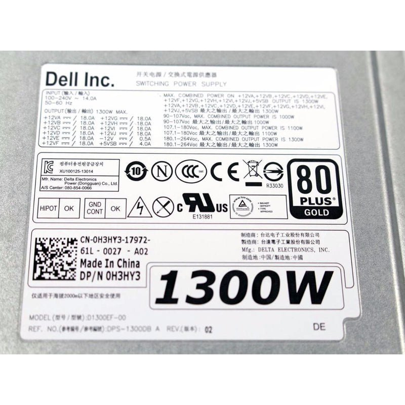 Dell Precision T7600 T7610 T7910 1300W 2 Fan 100-240V Power Supply Unit PSU D1300EF-00 0H3HY3 CN-0H3HY3 6MKJ9 MF4N5 0T6R7 09JX5 DPS-1300DB-FoxTI