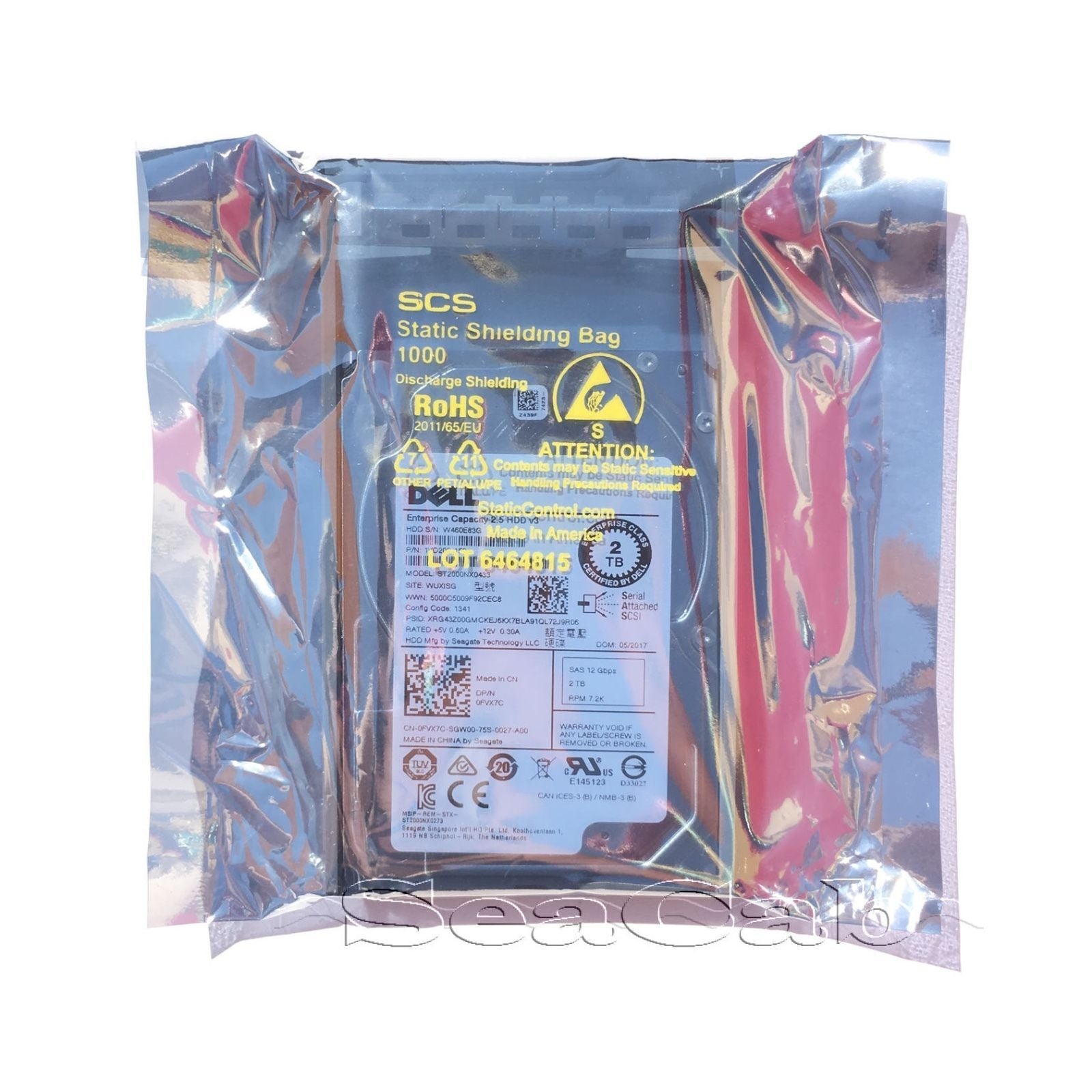 Dell SED 2TB 7.2K SAS 2.5 12Gbps Drive for R320 R420 R520 R620 R720 R910 T710 784046936713