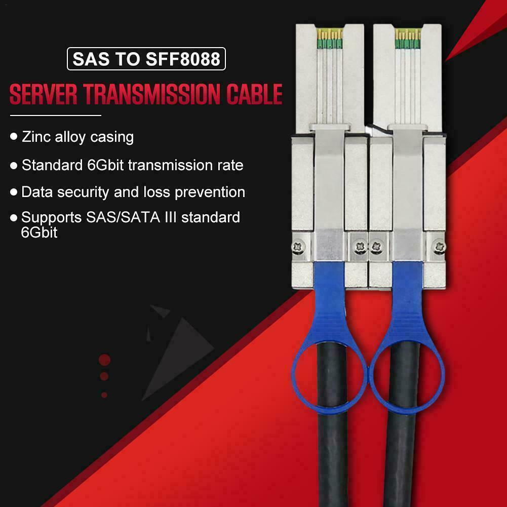 External Multila Mini SAS SFF-8088 to SFF-8088 Cable Mini SAS 26P 3FT 1M 713243025142-FoxTI