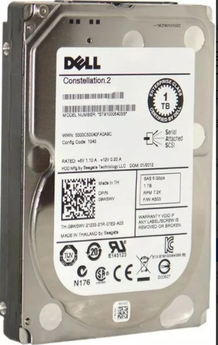 HD Dell PowerEdge 2900 Hot Swap 1TB 7.2K 6Gb/s SAS Hard Drive - AloTechInfoUSA