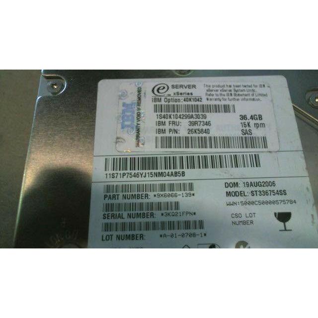 IBM 39R7346 26K5840 9X6066-139 ST336754SS 36GB SAS 3.5 15K RPM Hard Drive 102645837352-FoxTI