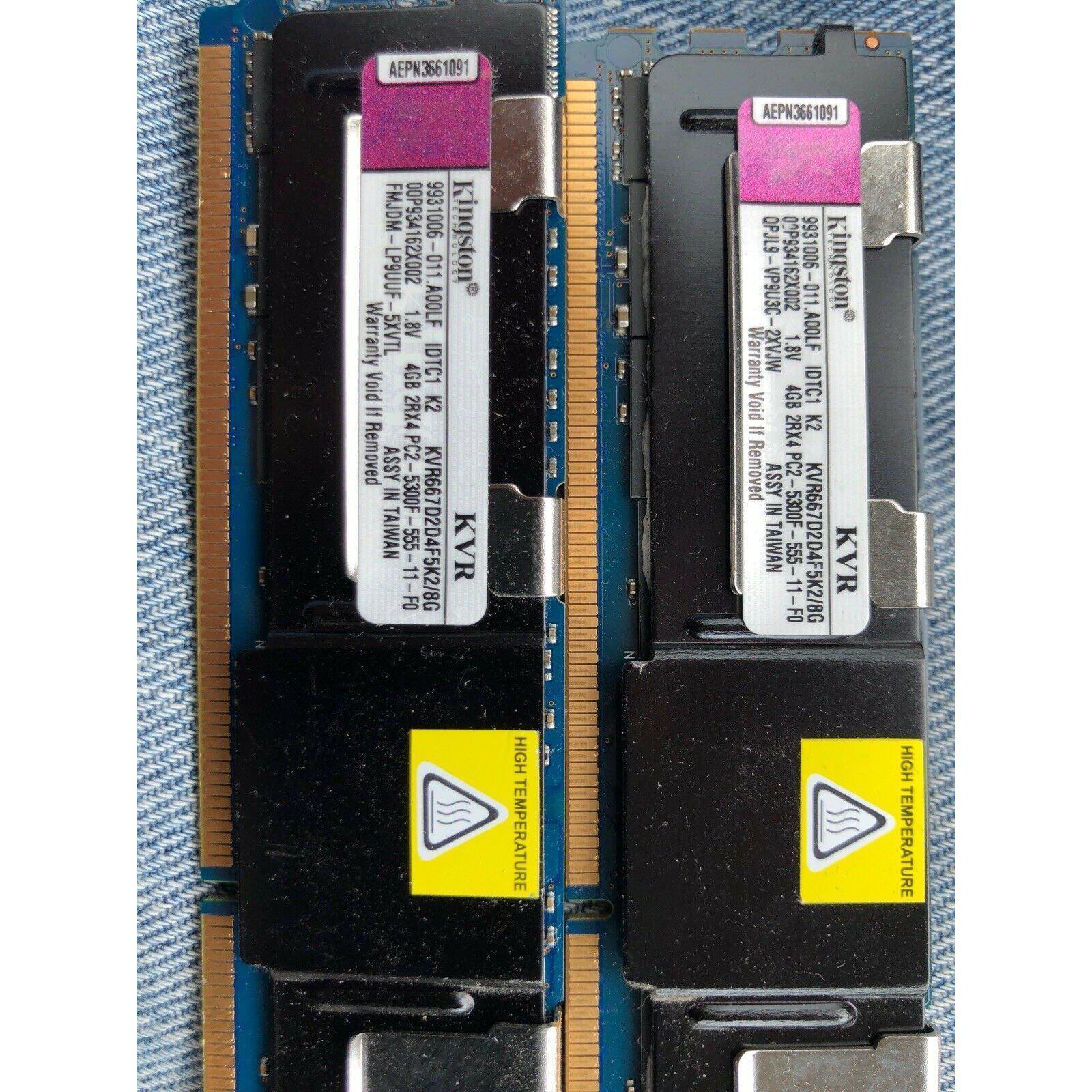 Kingston KVR667D2D4F5K2/8G 8GB Kit (4GBx2) PC2-5300 667MHZ CL5 740617106763-FoxTI