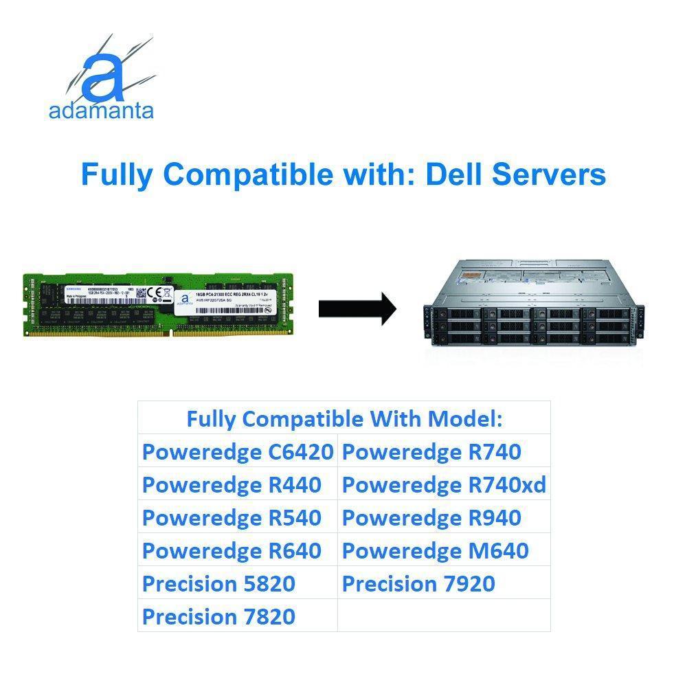 HP Dell memory 16GB (1x16GB Server Memory UpgraCompatible Dell Poweredge, Precision &amp; HP Proliant Servers Samsung Original DDR4 2666MHZ PC4-21300 ECC Registered Chip 2Rx4 CL19 1.2v DRAM RAM