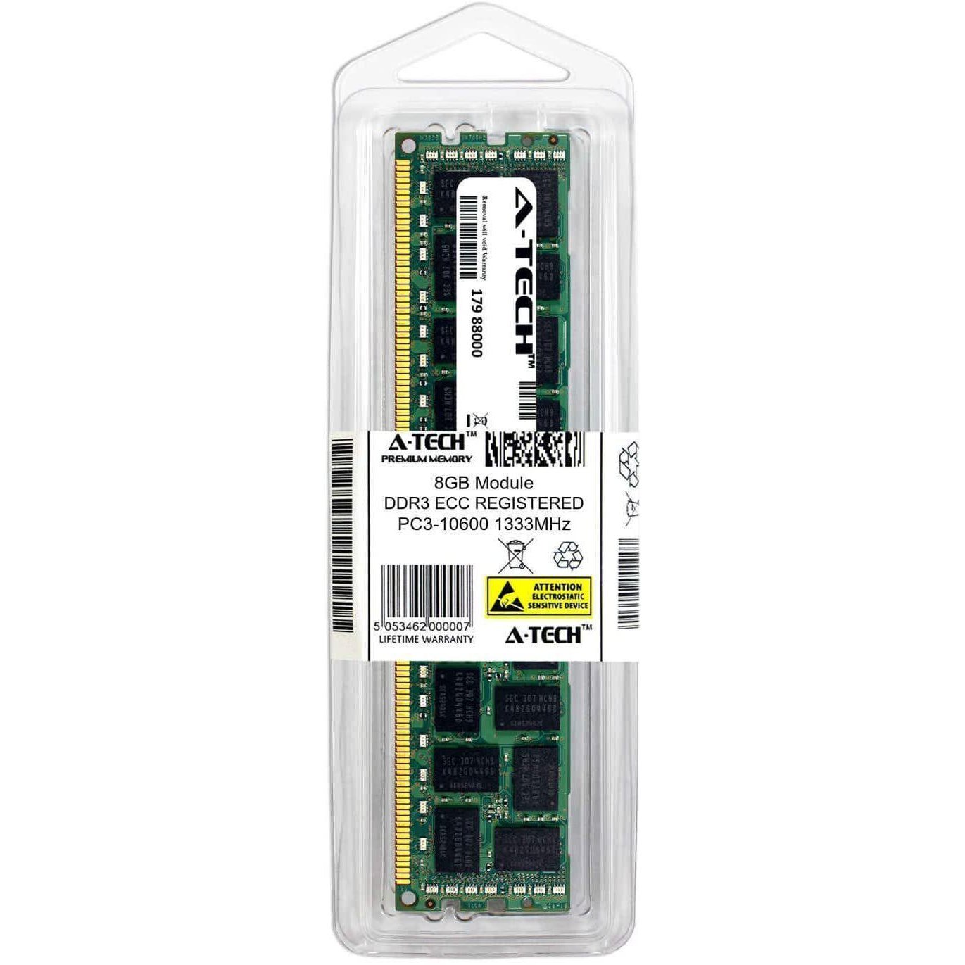 memory 8GB Replacement for Kingston KVR1333D3D4R9S/8G - DDR3 1333MHz PC3-10600 ECC Registered RDIMM 2rx4 1.5v - Single Server Memory Ram Stick (KVR1333D3D4R9S/8G-ATC