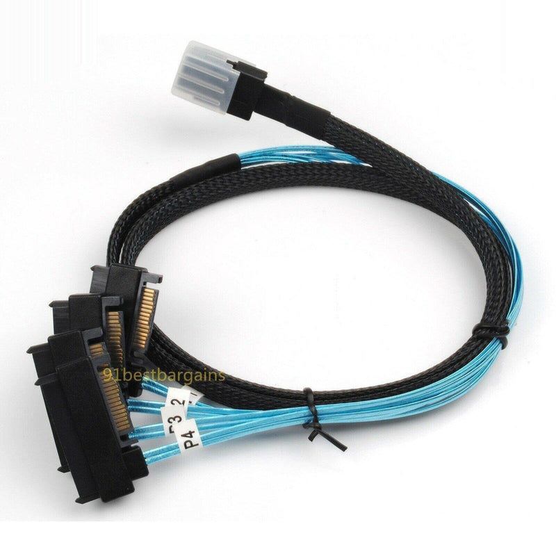 Mini SAS 36P SFF-8087 to 4 SFF-8482 Connectors With SATA Power Cable 1M US SHIP 813501730341-FoxTI