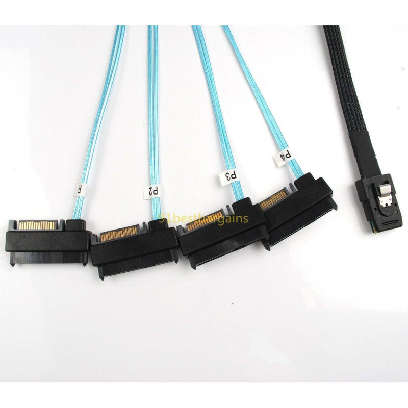 Mini SAS 36P SFF-8087 to 4 SFF-8482 Connectors With SATA Power Cable 1M US SHIP 813501730341-FoxTI