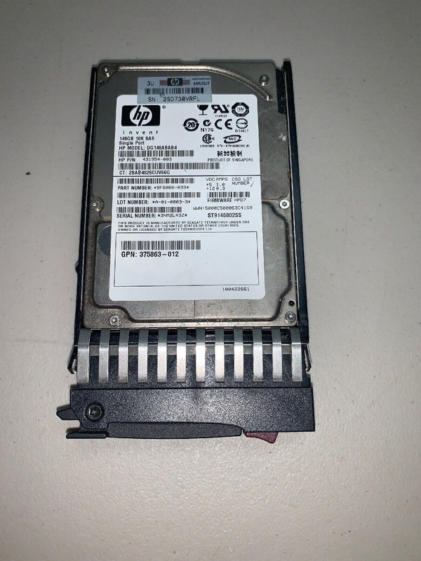 HP 431954-003 432320-001 DG146ABAB4 ST9146802SS 146GB 10K SAS SFF 2.5 Hard Drive Single Port disco - AloTechInfoUSA