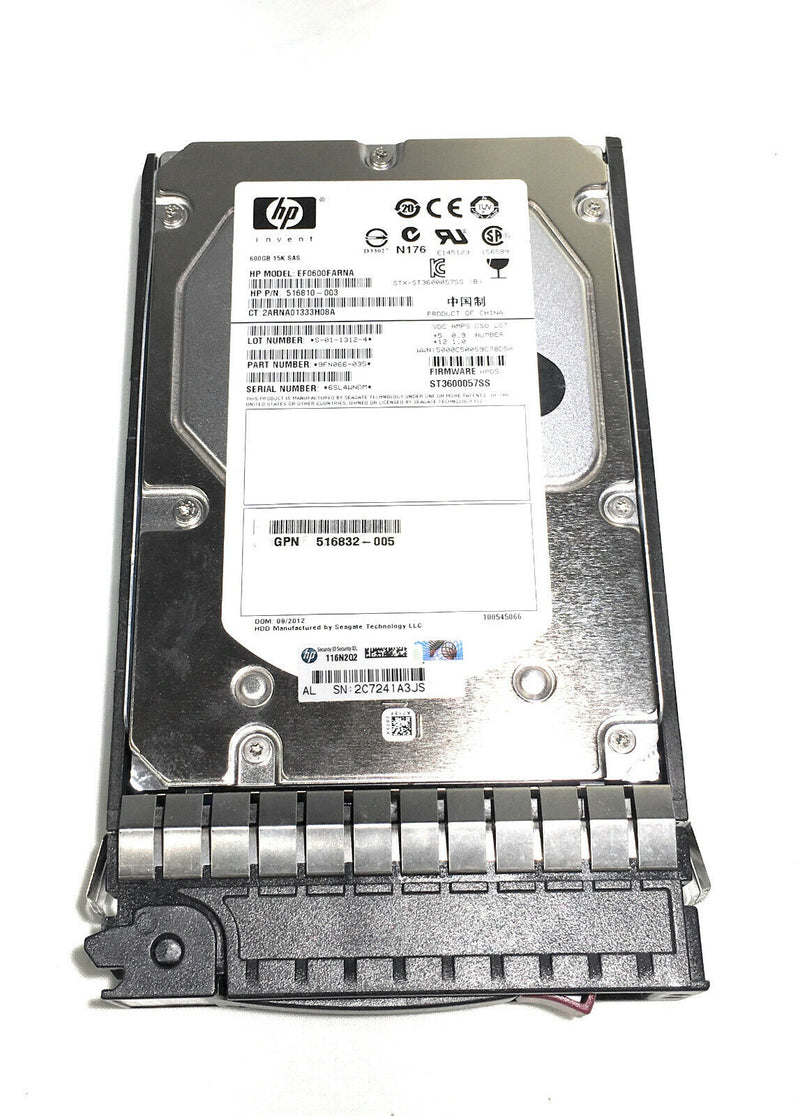 516810-003 HP 600GB 15K RPM 3.5Inches Dual Port 6GBits SAS Hard D - AloTechInfoUSA