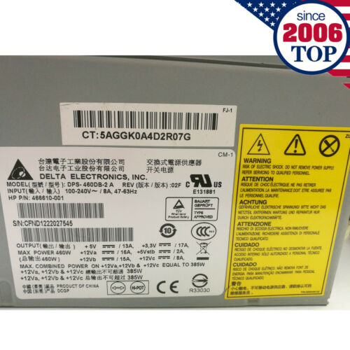 Fonte Power Supply Compatible w/ HP ML150 G6 ML330 G6 466610-001 DPS-460DB-2 - MFerraz Tecnologia