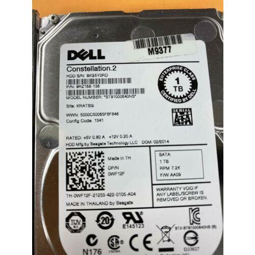 Disco WF12F / 9KW4J DELL 1TB 7.2K 6GBPS SATA 2.5'' HDD HARD DRIVE ST91000640NS - MFerraz Tecnologia