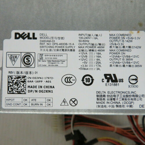 Fonte Dell HU/AC460AD-01 XPS 8300 8500 8700 Desktop Rated 460W Power Supply 0GJXN1 - MFerraz Tecnologia