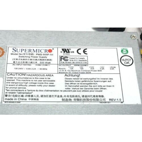 SuperMicro PWS-505P-1H Power Supply, 1U 500W Multi-output, Platinum Level - AloTechInfoUSA