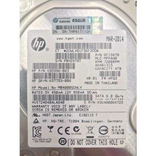 Disco 694374-B21 HPE 4TB 3G SATA 7.2K RPM LFF 3.5" MIDLINE 694534-001 695996-003 - MFerraz Tecnologia