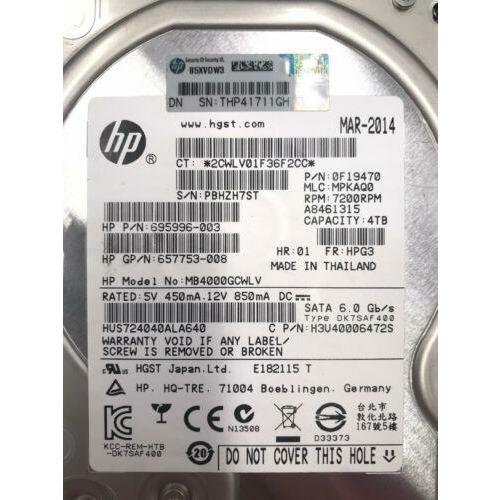 Disco 694374-B21 HPE 4TB 3G SATA 7.2K RPM LFF 3.5" MIDLINE 694534-001 695996-003 - MFerraz Tecnologia