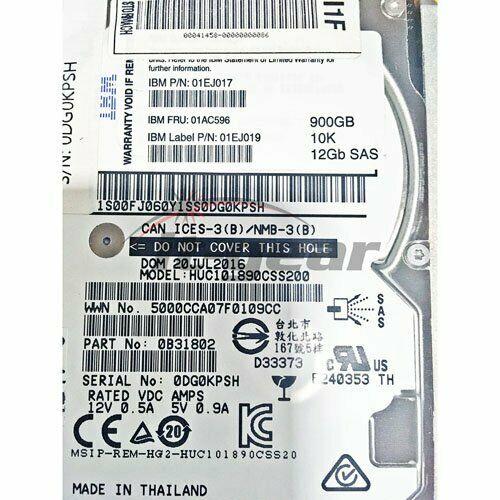 Disco IBM 01AC596 900GB 10K 2.5" HDD V5000 G2 01EJ019 01EJ017 2078-AC68 Hard Drive - MFerraz Tecnologia