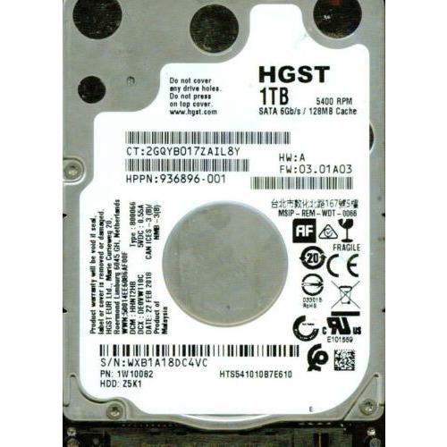 HTS541010B7E610  P/N: 1W10082  DCM: HHNT2HB  FW: 03.01A03 HGST SATA 1TB WXB1 - MFerraz Tecnologia