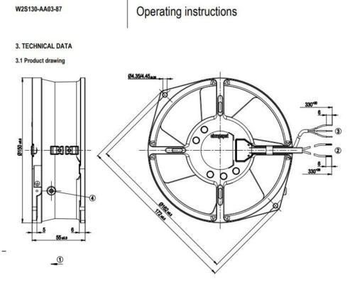 Ebmpapst W2S130-AA03-87 Axial Fan AC 230V 39W 3250RPM 130mm UPS Cooling Fan