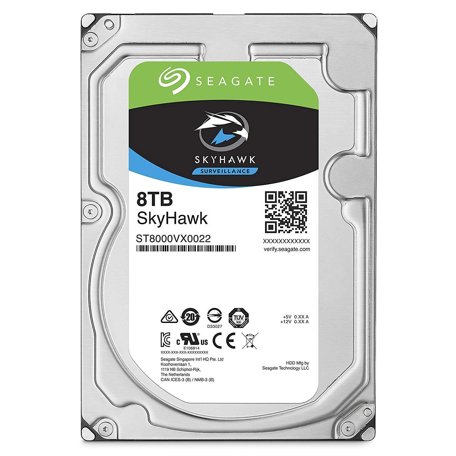 Seagate SkyHawk 8TB Surveillance Internal Hard Drive HDD – 3.5 Inch SATA 6Gb/s 256MB Cache for DVR NVR Security Camara System with Drive Health Management (ST8000VX0022